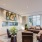 a large room with a large glass wall